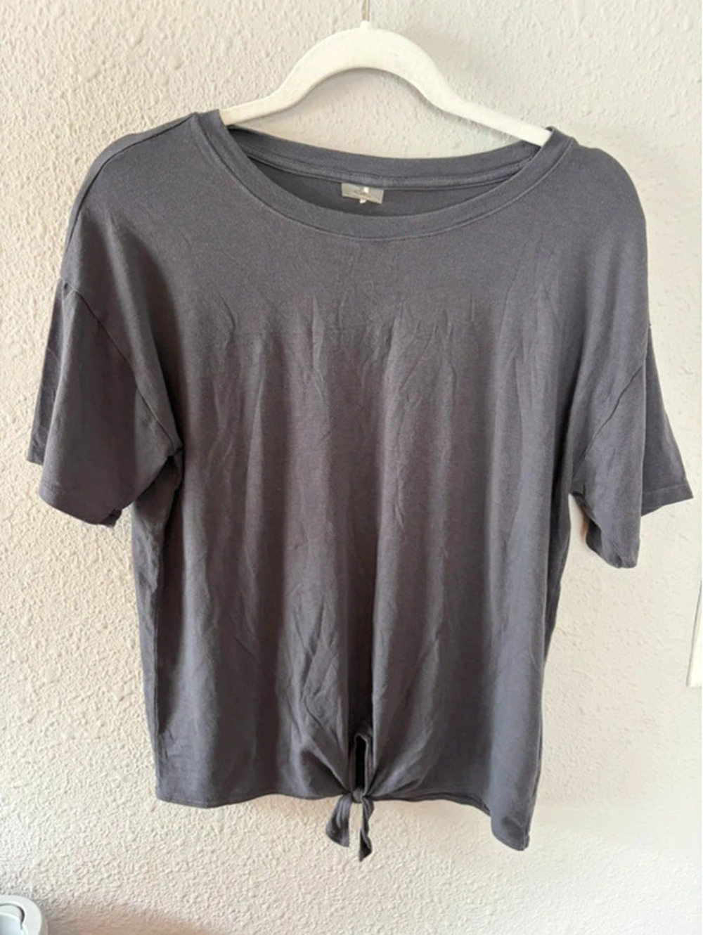 Calia grey bamboo blend tie front top size M
